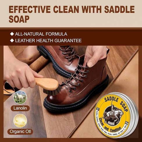 Leather Boot Care Kit, Mink Oil & Saddle Soap for Leather Cleaner & Boots in Saudi Arabia