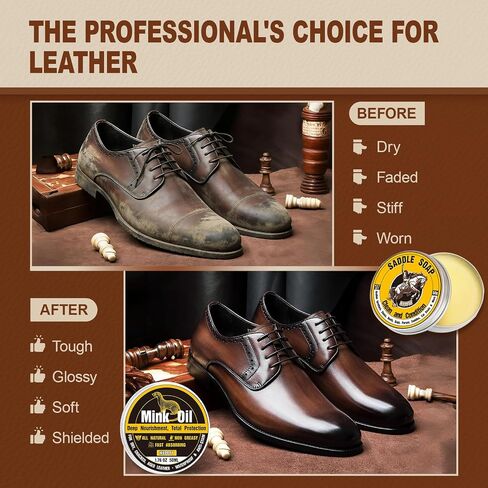 Leather Boot Care Kit, Mink Oil & Saddle Soap for Leather Cleaner & Boots in Saudi Arabia