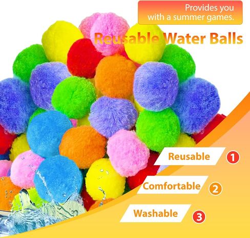 140 Pcs Reusable Water Splash Balls,2.4 Inch Colorful Water Ball with a Mesh Bag for Kids,Pool Party,Lawn,Beach,Outdoor Game Activities in Saudi Arabia