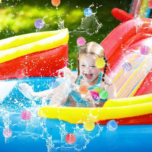 140 Pcs Reusable Water Splash Balls,2.4 Inch Colorful Water Ball with a Mesh Bag for Kids,Pool Party,Lawn,Beach,Outdoor Game Activities in Saudi Arabia