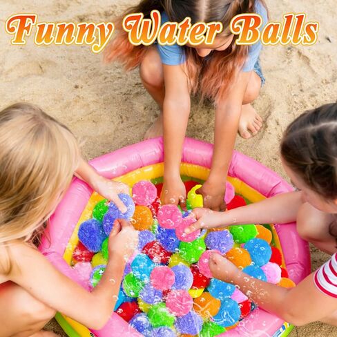 140 Pcs Reusable Water Splash Balls,2.4 Inch Colorful Water Ball with a Mesh Bag for Kids,Pool Party,Lawn,Beach,Outdoor Game Activities in Saudi Arabia