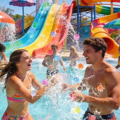 140 Pcs Reusable Water Splash Balls,2.4 Inch Colorful Water Ball with a Mesh Bag for Kids,Pool Party,Lawn,Beach,Outdoor Game Activities in Saudi Arabia