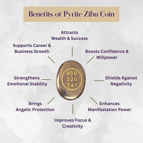 Natural Pyrite Zibu Coin Attract Money Luck Cash Flow Wealth Catcher Crystal Oval Protective Negativity Pocket Feng Shui Stone Money Magnet Good Willpower Grounding in Kuwait