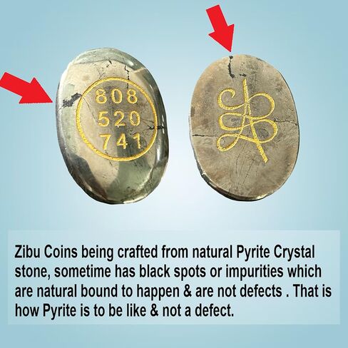 Natural Pyrite Zibu Coin Attract Money Luck Cash Flow Wealth Catcher Crystal Oval Protective Negativity Pocket Feng Shui Stone Money Magnet Good Willpower Grounding in Kuwait