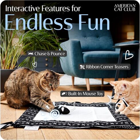 American Cat Club Reversible Crinkle Cat Mat with Mouse Toy, 18" x 13" in Saudi Arabia
