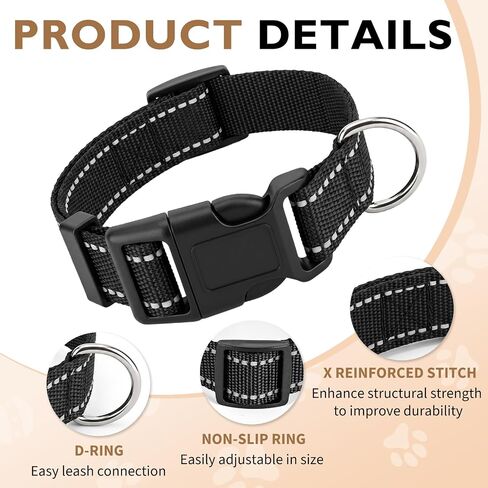 Dachshund Collar, Reflective Dog Collar, Sturdy and Durable, Black in Saudi Arabia