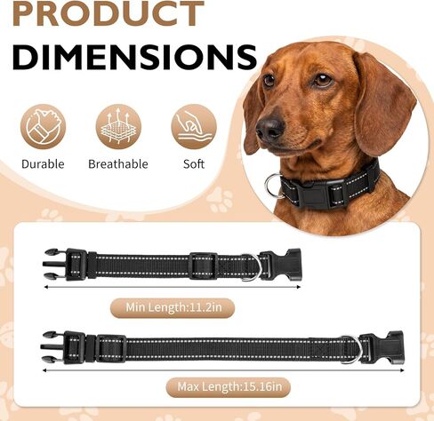 Dachshund Collar, Reflective Dog Collar, Sturdy and Durable, Black in Saudi Arabia