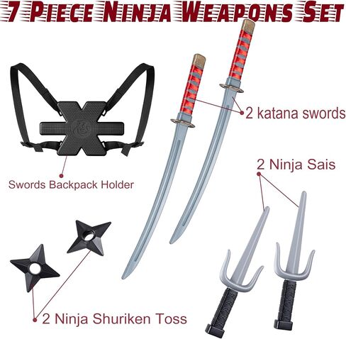 Ninja Kids Toys, Ninja Swords and Weapons Backpack Toy Set for Boys in Kuwait