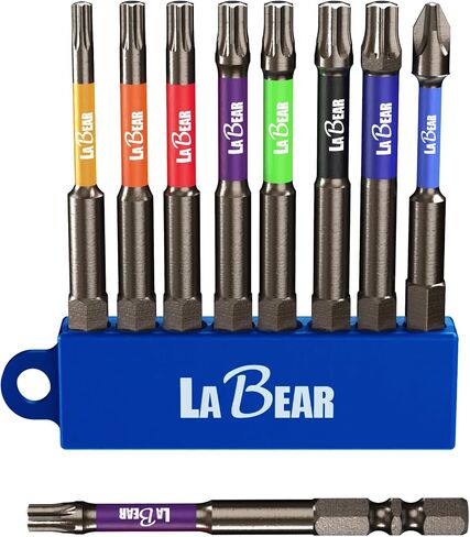8-Piece Impact Torx Bit Set, 2.95-Inch/75mm S2 Star Bits with PH2 | 1/4" Hex Shank, Magnetic Tips, Torsion Zone, Color Sleeves, Molded Holder, Power Torsion Bits for Drill in Kuwait
