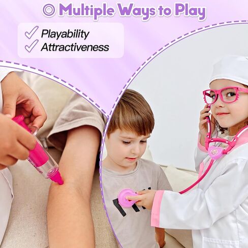 Phobby Doctor Kit Toy for Toddlers 2 3 4 5 Years Old, Pink in Saudi Arabia