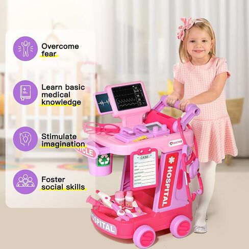 Phobby Doctor Kit Toy for Toddlers 2 3 4 5 Years Old, Pink in Saudi Arabia