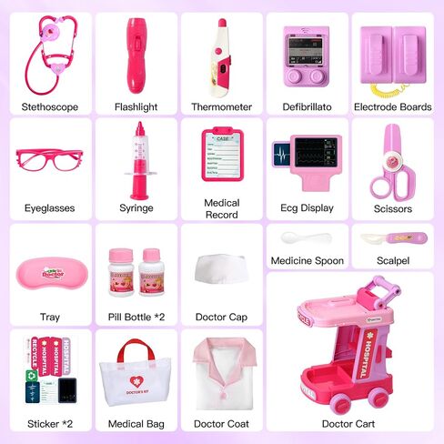 Phobby Doctor Kit Toy for Toddlers 2 3 4 5 Years Old, Pink in Saudi Arabia