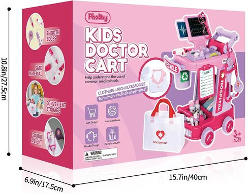 Phobby Doctor Kit Toy for Toddlers 2 3 4 5 Years Old, Pink in Saudi Arabia
