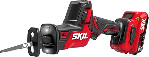 SKIL PWR CORE 20 Brushless 20V Compact Reciprocating Saw Includes 2.0Ah Lithium Battery and Auto PWR JUMP Charger - RS5825B-10 in Kuwait
