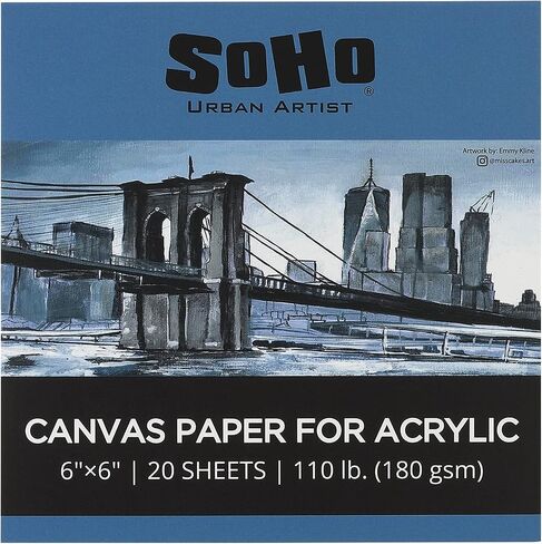 وسادات قماش أكريليك للفنانين الحضريين من SoHo - وسادة ورقية من القماش للرسم والرسم والباستيل والسفر والمزيد! - [مفرد - 6 × 12 بوصة] in Kuwait