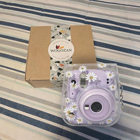 حافظة حماية WOGOZAN لكاميرا Fujifilm Instax Mini 11/9/8 الفورية - غطاء حقيبة جلدية فاخرة مع حزام قابل للإزالة والتعديل (ألوان مائية زرقاء وردية) in Kuwait