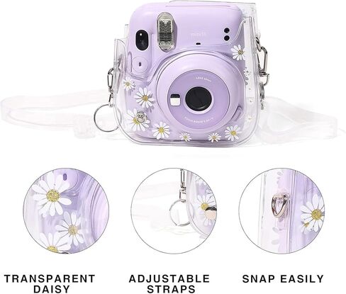 حافظة حماية WOGOZAN لكاميرا Fujifilm Instax Mini 11/9/8 الفورية - غطاء حقيبة جلدية فاخرة مع حزام قابل للإزالة والتعديل (ألوان مائية زرقاء وردية) in Kuwait