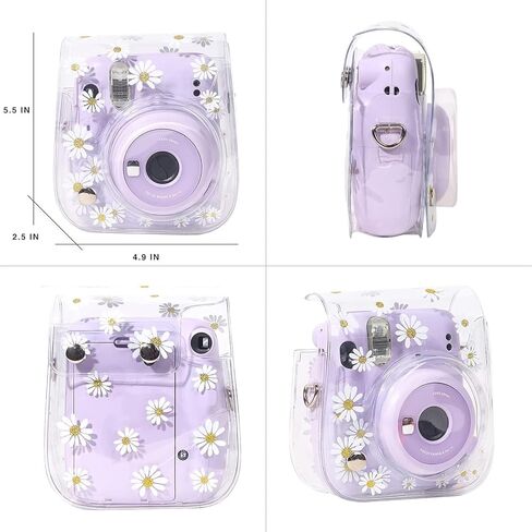 حافظة حماية WOGOZAN لكاميرا Fujifilm Instax Mini 11/9/8 الفورية - غطاء حقيبة جلدية فاخرة مع حزام قابل للإزالة والتعديل (ألوان مائية زرقاء وردية) in Kuwait