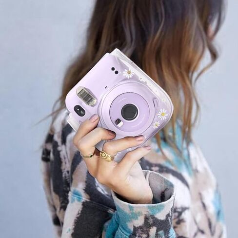 حافظة حماية WOGOZAN لكاميرا Fujifilm Instax Mini 11/9/8 الفورية - غطاء حقيبة جلدية فاخرة مع حزام قابل للإزالة والتعديل (ألوان مائية زرقاء وردية) in Kuwait
