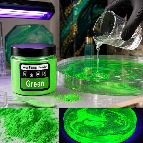 Green Neon Pigment Powder for Epoxy Resin - 50g Vibrant Fluorescent Resin Colorant, Professional Grade Non-Toxic Mica Powder for Nails, Slime, Soap Making, Painting and DIY Art Projects in Saudi Arabia