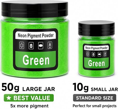 Green Neon Pigment Powder for Epoxy Resin - 50g Vibrant Fluorescent Resin Colorant, Professional Grade Non-Toxic Mica Powder for Nails, Slime, Soap Making, Painting and DIY Art Projects in Saudi Arabia