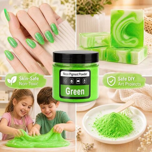 Green Neon Pigment Powder for Epoxy Resin - 50g Vibrant Fluorescent Resin Colorant, Professional Grade Non-Toxic Mica Powder for Nails, Slime, Soap Making, Painting and DIY Art Projects in Saudi Arabia