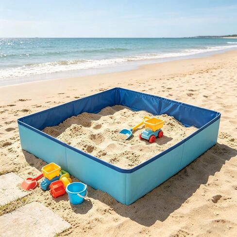 2 Pack Folding Portable Sandbox 20 Inch Square PVC Sand Box in Kuwait