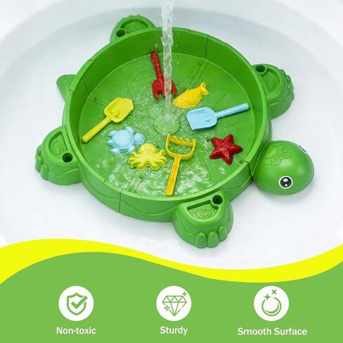 VROGTIK Turtle Sandbox with Lid & Beach Toys Set, 38" Kids Sandbox for Toddlers 3-8, Indoor Outdoor Sensory Play Sand Box with Cover, Summer Gift for Ages 3-8 in Kuwait