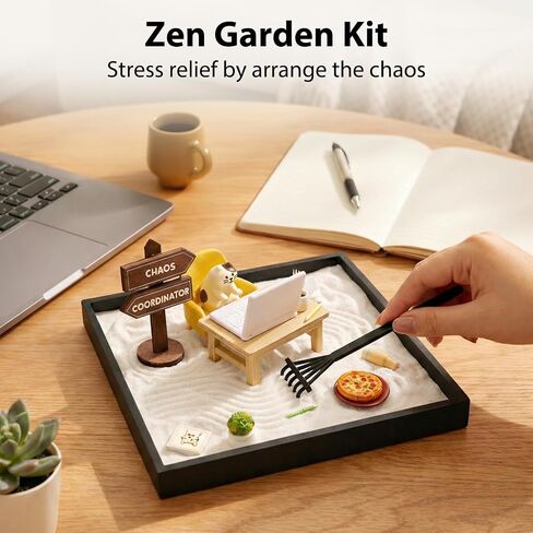 FamilyKit Zen Garden Kit for Desk, Mini Zen Garden Calming Stress Relief in Kuwait