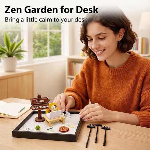 FamilyKit Zen Garden Kit for Desk, Mini Zen Garden Calming Stress Relief in Kuwait
