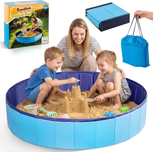 Kids Foldable Portable Sandbox, Large 48'' Sand Box for Outdoor Indoor Use in Kuwait