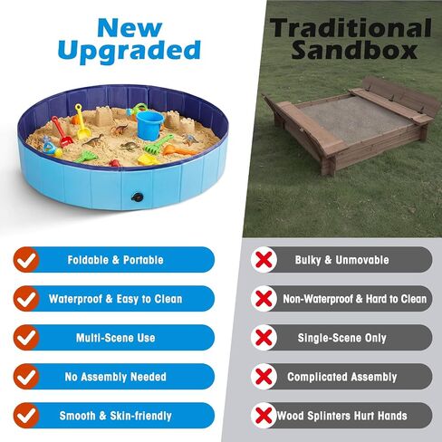 Kids Foldable Portable Sandbox, Large 48'' Sand Box for Outdoor Indoor Use in Kuwait