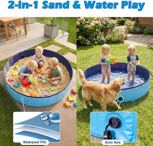 Kids Foldable Portable Sandbox, Large 48'' Sand Box for Outdoor Indoor Use in Kuwait