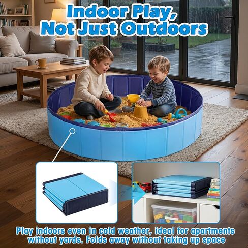 Kids Foldable Portable Sandbox, Large 48'' Sand Box for Outdoor Indoor Use in Kuwait