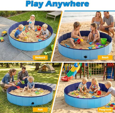 Kids Foldable Portable Sandbox, Large 48'' Sand Box for Outdoor Indoor Use in Kuwait