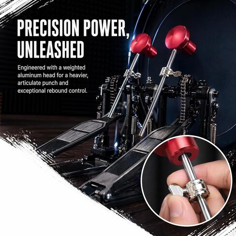 2pcs Red Metal Head Bass Drum Pedal Beater, Kick Drum Foot Pedal Beater, Aluminum Alloy Hammer Head Drum Percussion Accessories for Bass Jazz Drum in Kuwait