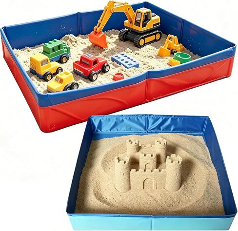 2 Pack Foldable Sandbox，20 Inch Portable PVC Sand Box for Pets Outdoor Indoor Play Sand Tray Foldable Puppy Swimming Pool in Kuwait
