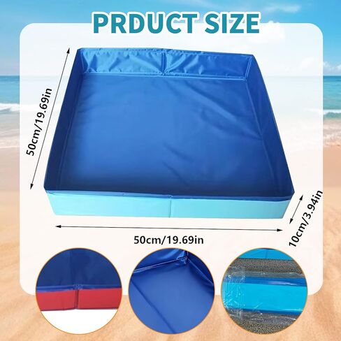 2 Pack Foldable Sandbox，20 Inch Portable PVC Sand Box for Pets Outdoor Indoor Play Sand Tray Foldable Puppy Swimming Pool in Kuwait