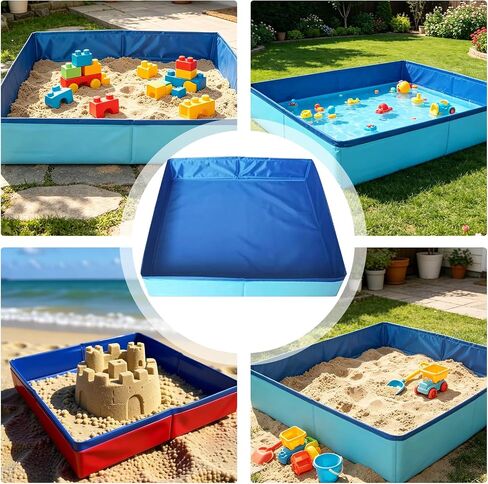 2 Pack Foldable Sandbox，20 Inch Portable PVC Sand Box for Pets Outdoor Indoor Play Sand Tray Foldable Puppy Swimming Pool in Kuwait