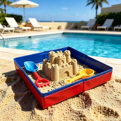 2 Pack Foldable Sandbox，20 Inch Portable PVC Sand Box for Pets Outdoor Indoor Play Sand Tray Foldable Puppy Swimming Pool in Kuwait