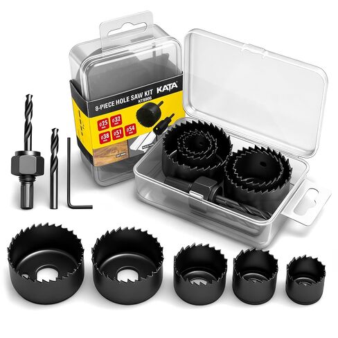 KATA 6PCS Hole Saw Kit 1-1/4" to 2-1/8"(32-54mm) Hole Saw Set in Case with Mandrels and Hex Key for Soft Wood, PVC Board, Plywood in Saudi Arabia