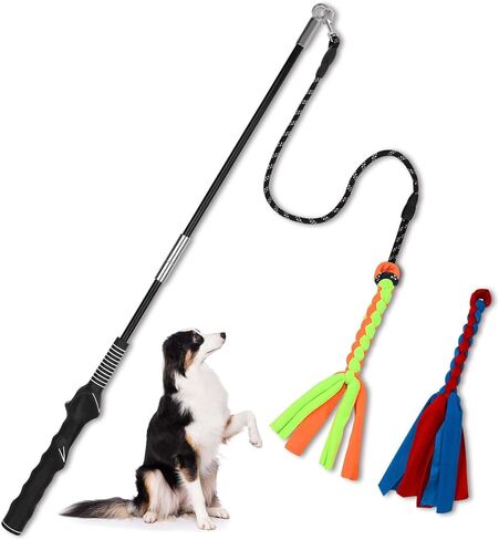 Flirt Pole for Dogs, Interactive Dog Toys Teaser Wand Play Pole with Fleece Rope Lure Chewing Toy for Small Medium Large Dogs Puppy Outdoor Exercise & Training in Saudi Arabia