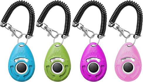 Pet Training Clicker with Wrist Strap - Dog Training Clickers for Puppy, Cat, Potty, Bird, Horse, Pet, Trainer Training Tools, Behavior Aids (Lake Blue + Light Green + Purple + Pink) in Kuwait