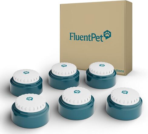 FluentPet Speak Up Dog Buttons for Communication, (6 Recordable Buttons) with Pre-Installed Batteries, Clearer Upward-Facing Sound, Training Buzzer for Dogs & Cats, Talking Pet Buttons for Training in Kuwait