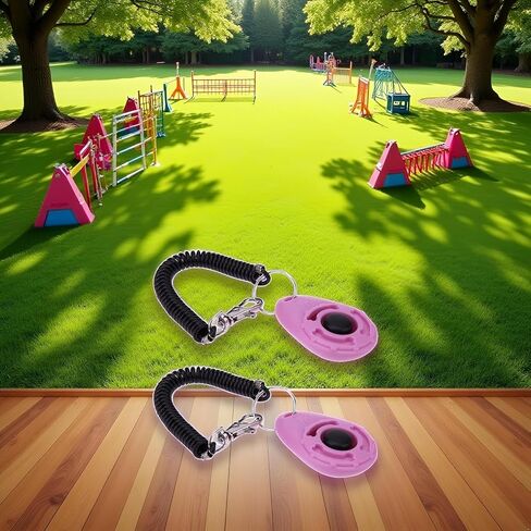 2Pcs Pink Dog Clicker for Training Easy to Use with Button Dog Training Accessories Strong and Long-Lasting, Training and Behavior Aids in Kuwait