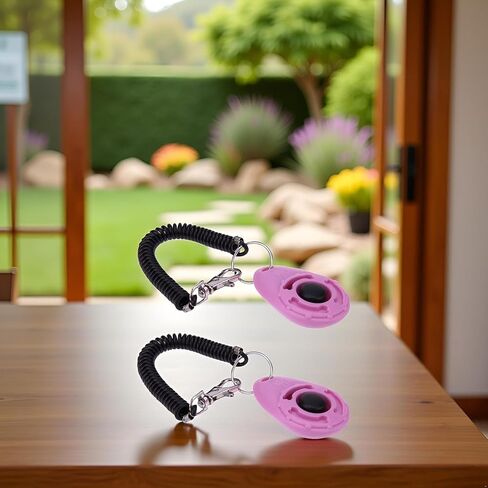 2Pcs Pink Dog Clicker for Training Easy to Use with Button Dog Training Accessories Strong and Long-Lasting, Training and Behavior Aids in Kuwait