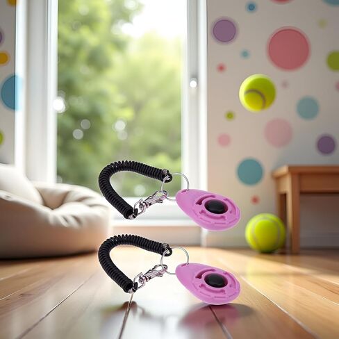2Pcs Pink Dog Clicker for Training Easy to Use with Button Dog Training Accessories Strong and Long-Lasting, Training and Behavior Aids in Kuwait