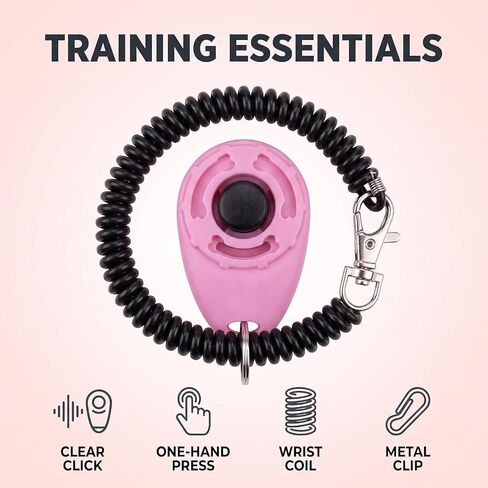 2Pcs Pink Dog Clicker for Training Easy to Use with Button Dog Training Accessories Strong and Long-Lasting, Training and Behavior Aids in Kuwait