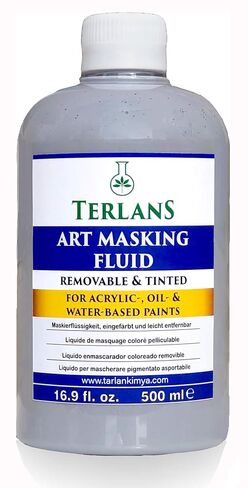 TERLANS Art Masking Fluid | 16.8 fl.oz. (500 ml) | Easy Removable & Tinted | for Acrylic- Oil- and Water-Based Paints in Kuwait