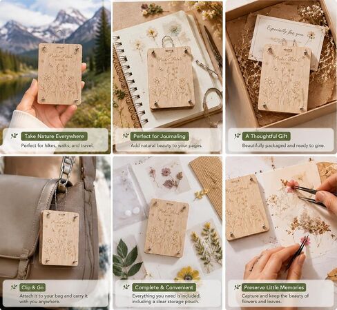 Suziko Pocket Flower Press Kit, Portable Mini Wooden Flower Press with10 Layers Drying Boards & Papers in Kuwait